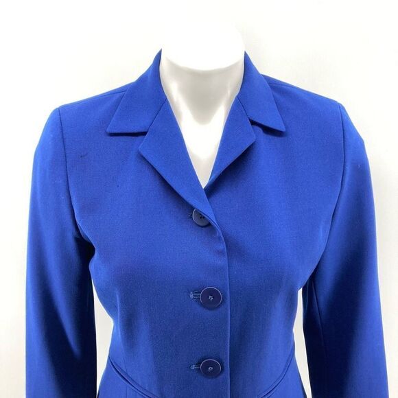 Vintage Saks Fifth Avenue Folio Collection Wool Blue Button Front Blazer 4P - Picture 4 of 13